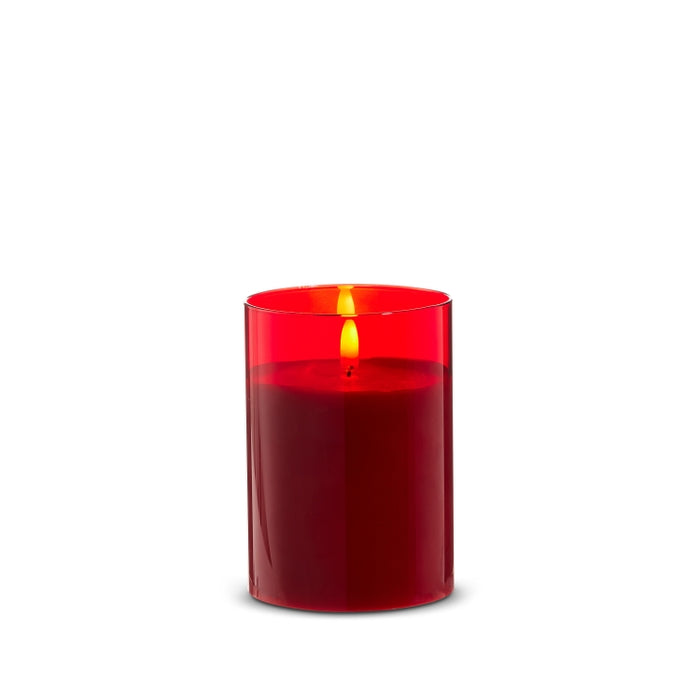 *DC* 3.5" X 5" Red Glass Red Pillar Candle