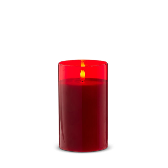 *DC* 3.5" X 6" Red Glass Red Pillar Candle