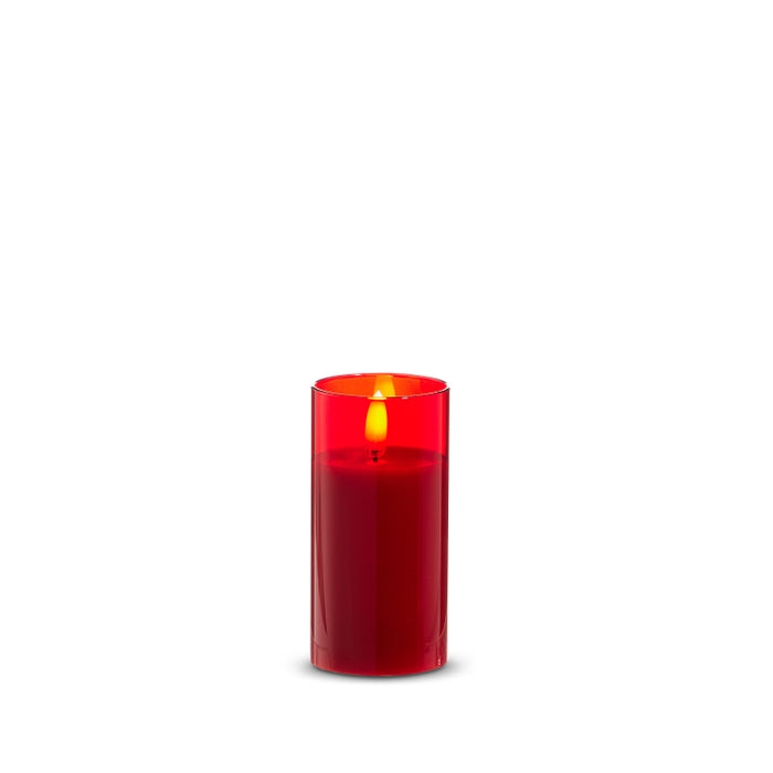 *DC* 2" X 4" Red Glass Red Pillar Candle