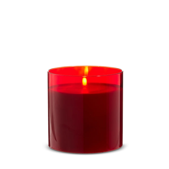*DC* 6" X 6" Red Glass Red Pillar Candle