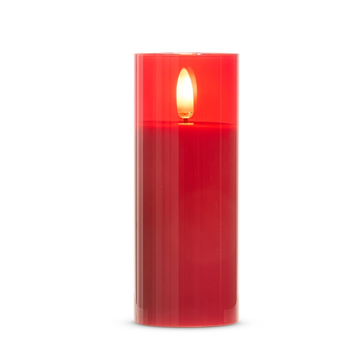 *DC* 2" X 5" Red Glass Red Pillar Candle