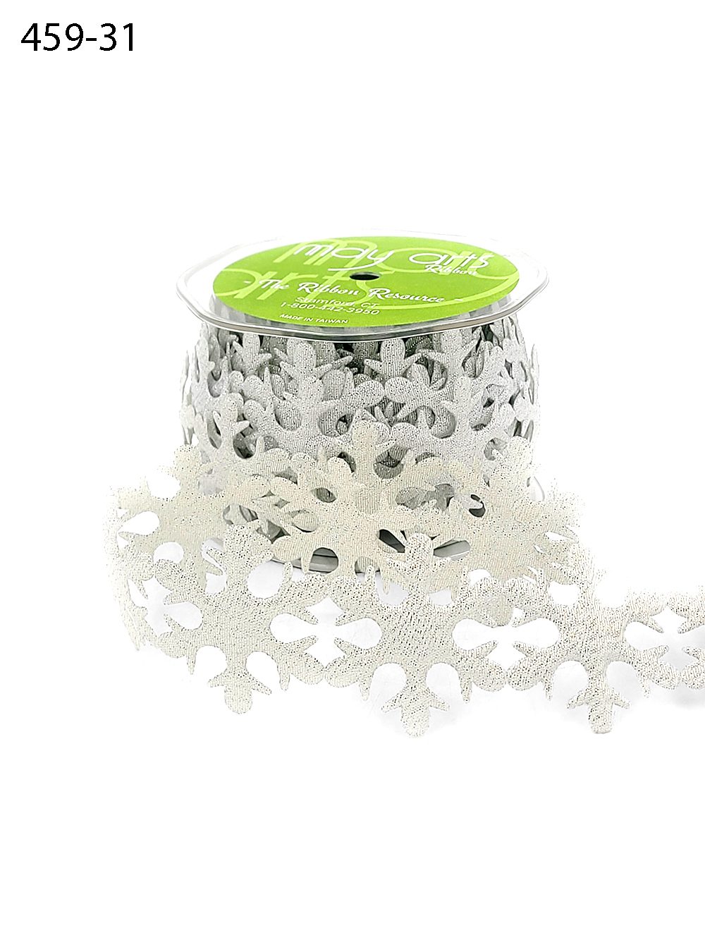 1.5 Inch Puffy Holiday Satin Cut Out Banner Ribbon with Cut Sealed Edge – 459-31 Snowflakes