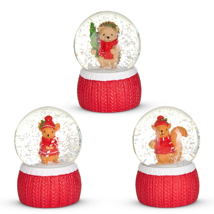3.5" Cozy Critter Christmas Mini Water Globe