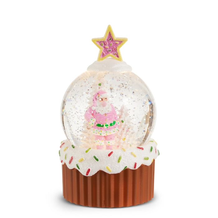 7" Bubblegum Blowin' Santa Lighted Water Cupcake