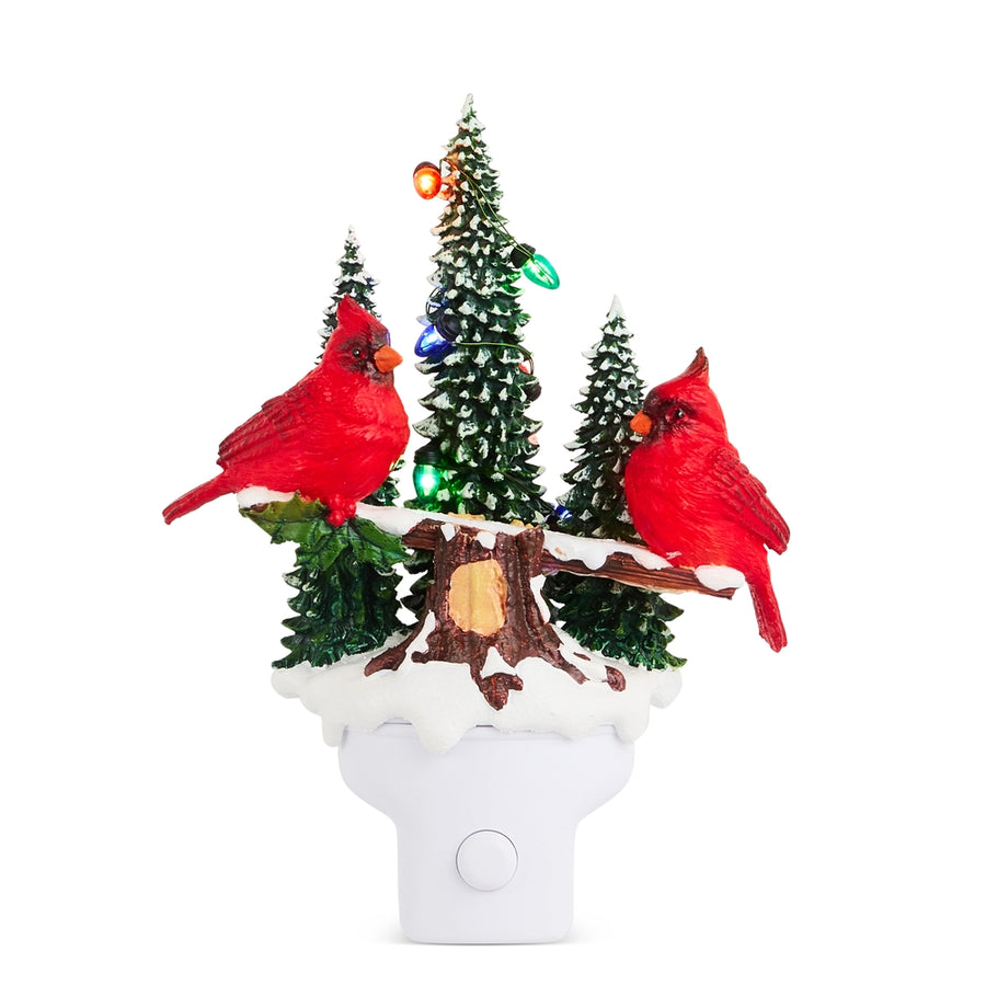 7" Animated Swirling Glitter Cardinal Night Light in Red