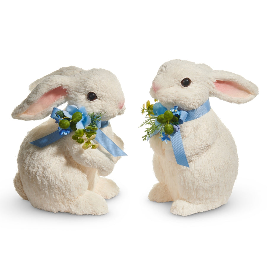 8.5" Sisal Bunny with Blue Bow