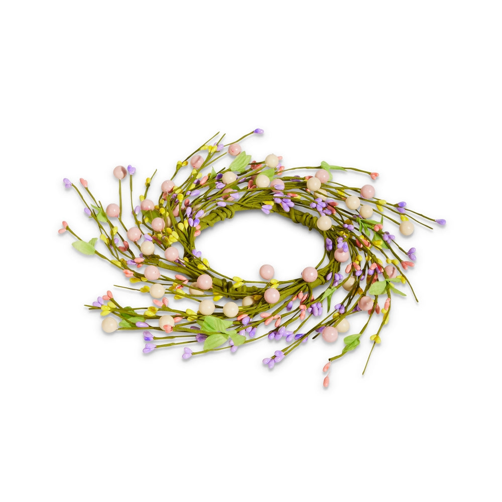11" Wildflower and Egg Mini Wreath-Candle Ring