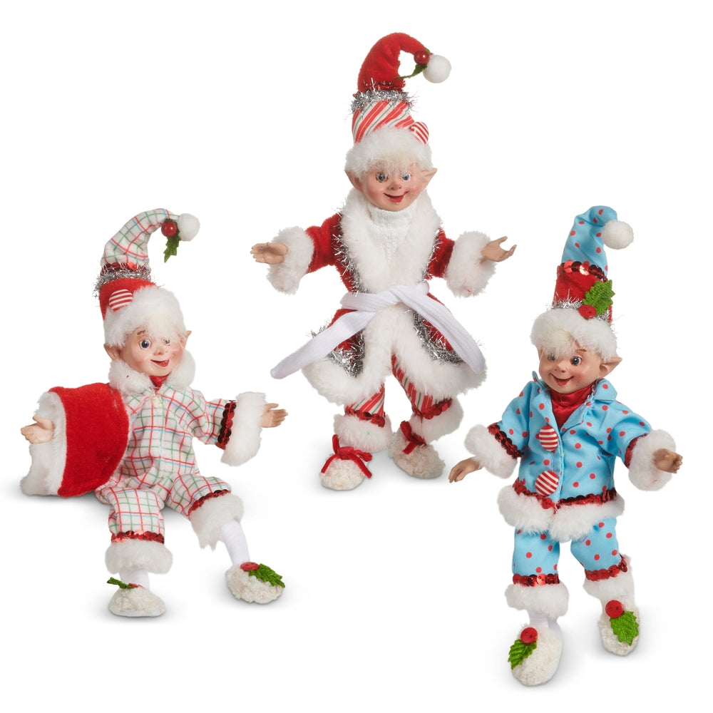 9" My Merry Snowman Pajama Posable Elf Ornament