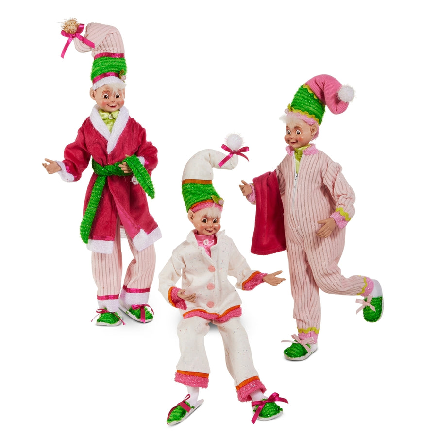 18" Neon Noel Pajama Posable Elf