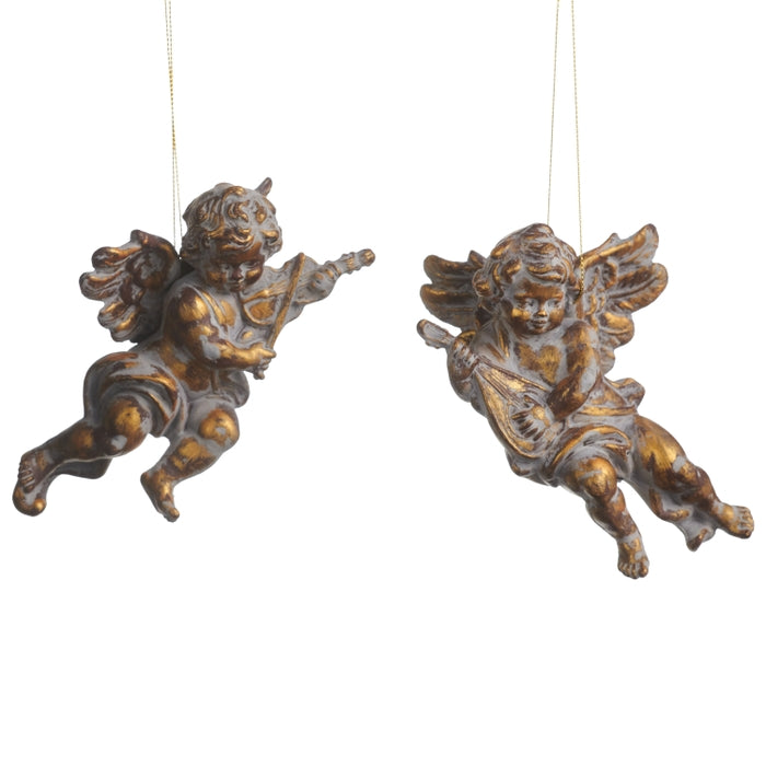 6" Antique Gold Angel Ornament