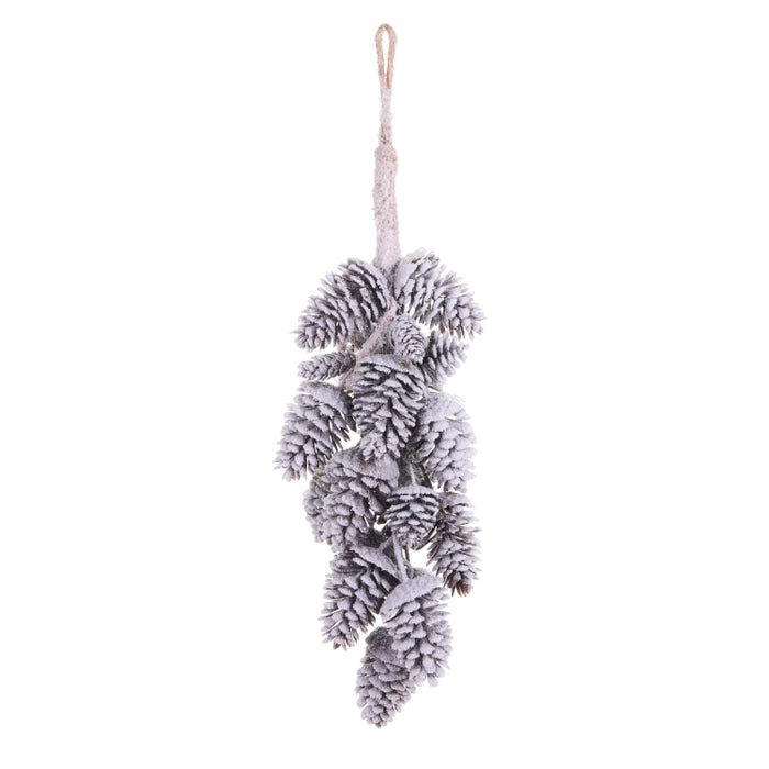 24" Hanging Iced Pinecone Cluster