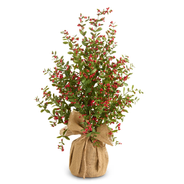 27" Red Berry Tree in Burlap Bag