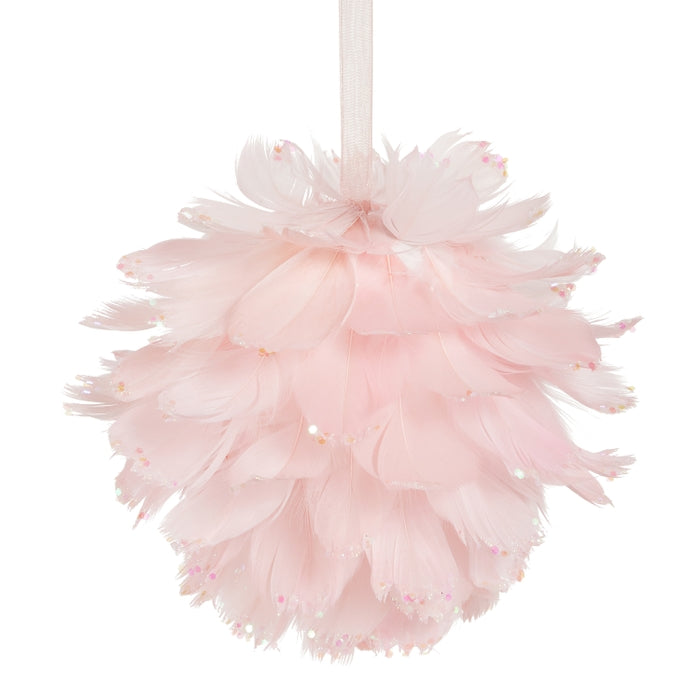 Pink Feather Ball Ornament 6 Inch Made of Goose Feather