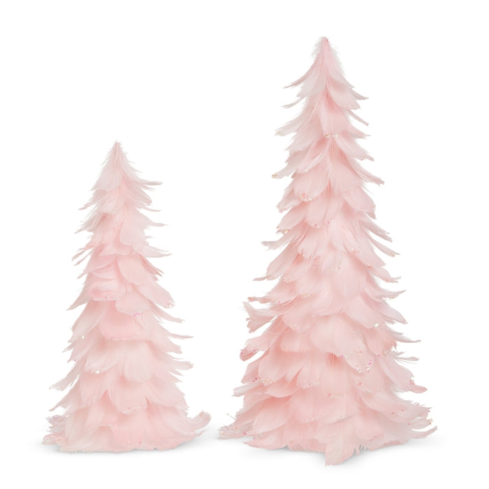 Pink Feather Cone Tree 15.5 Inch Set of 2