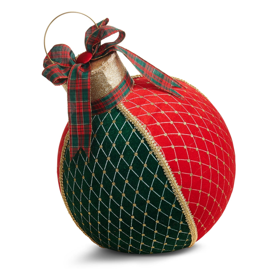 15.25" Red and Green Velvet Tabletop Ornament
