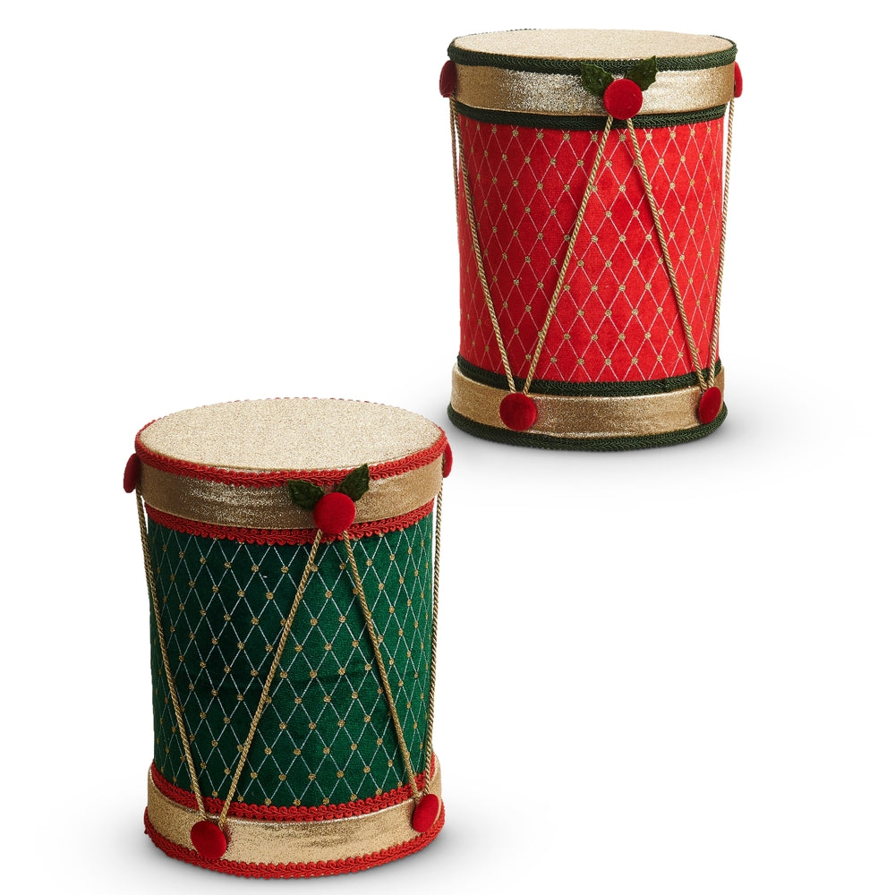 12" Red and Green Velvet Drum