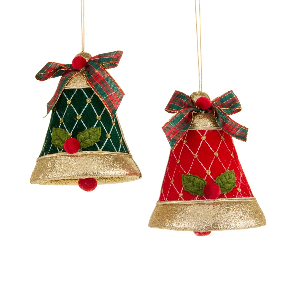 6" Velvet Bell Ornament