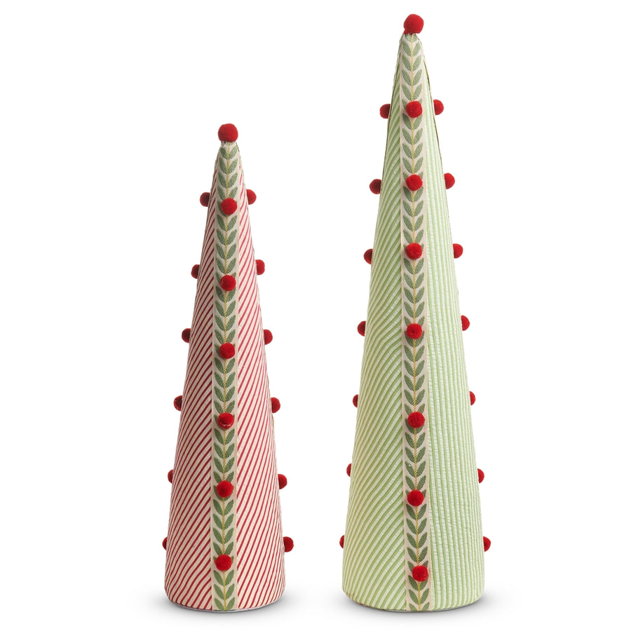 23" Candy Cane Stripe Seersucker Cone Trees