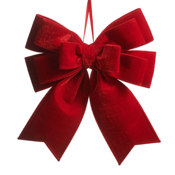 10" Red Velvet Bow Ornament