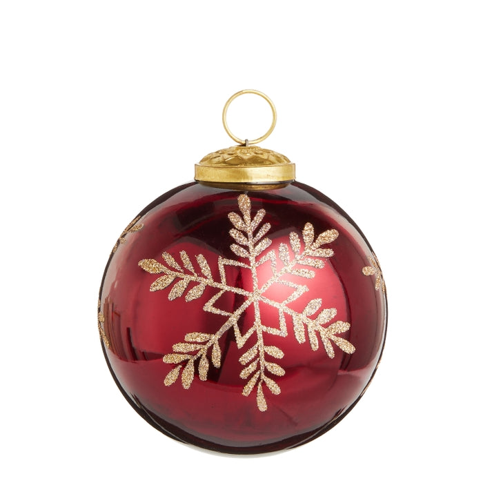 4" Red Snowflake Ball Ornament