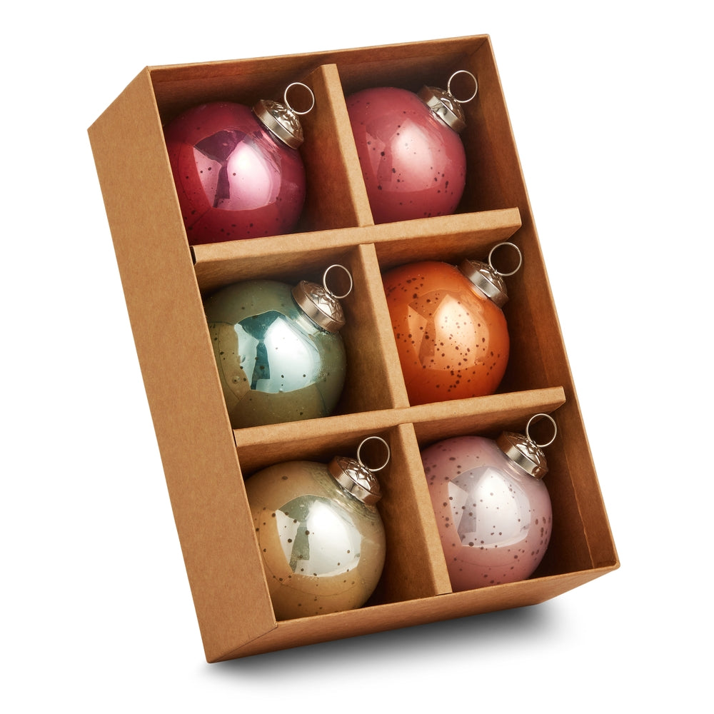 3" Box of Multicolored Pearlescent Ball Ornaments
