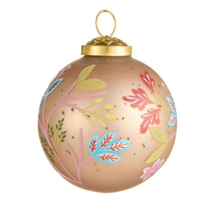 3" Beige Floral Ball Ornament
