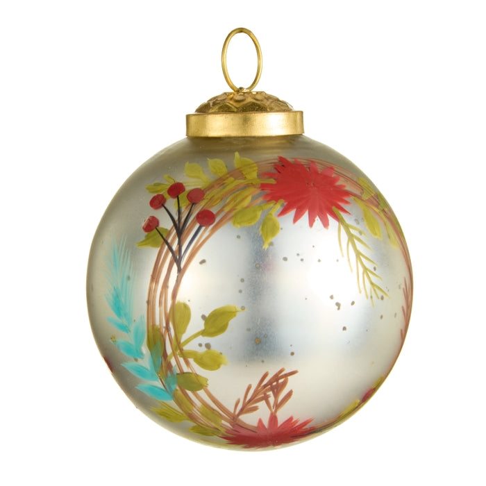 3" Silver Floral Ball Ornament