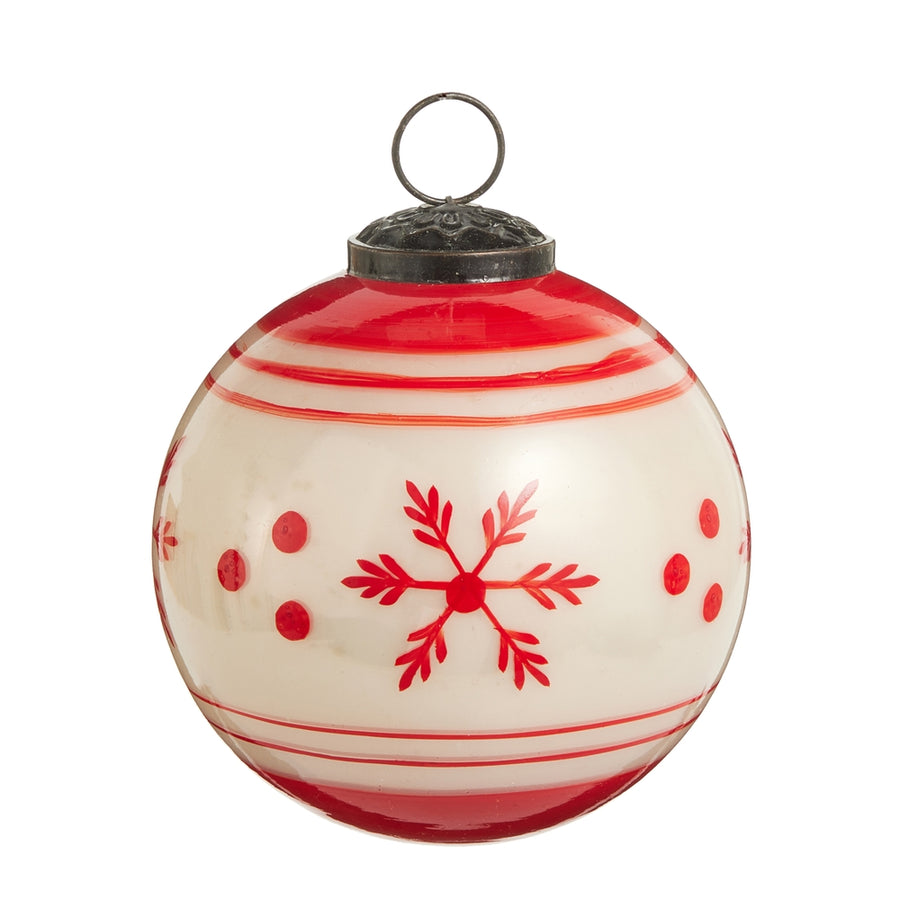 4" Red Snowflake Ball Ornament