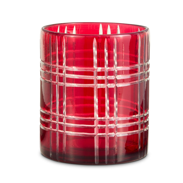 6" Etched Red Decorative Container