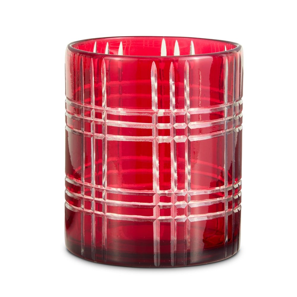 6" Etched Red Decorative Container