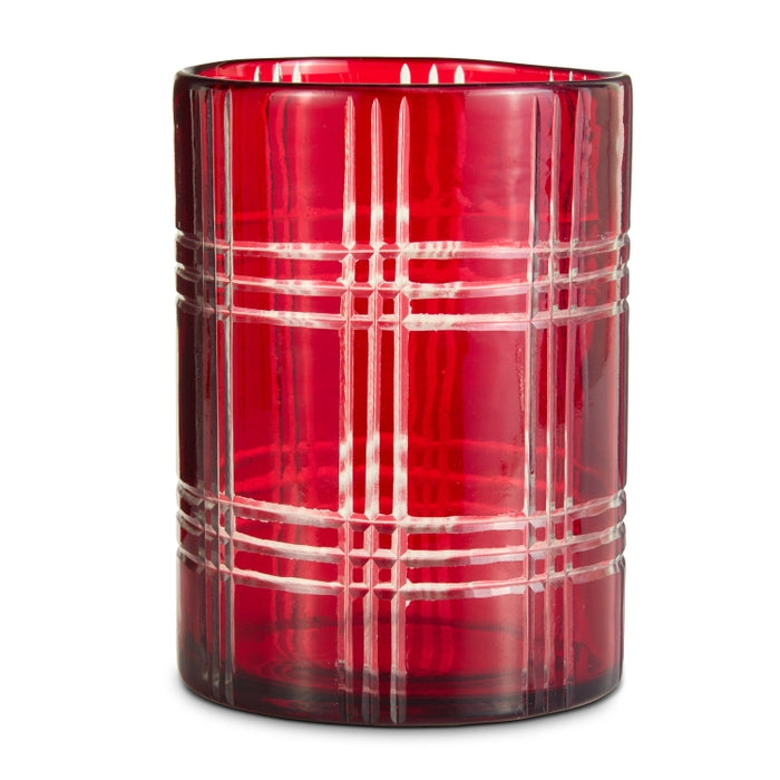 8" Etched Red Decorative Container