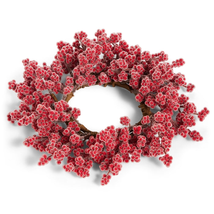 4.25" Iced Red Berry Candle Ring