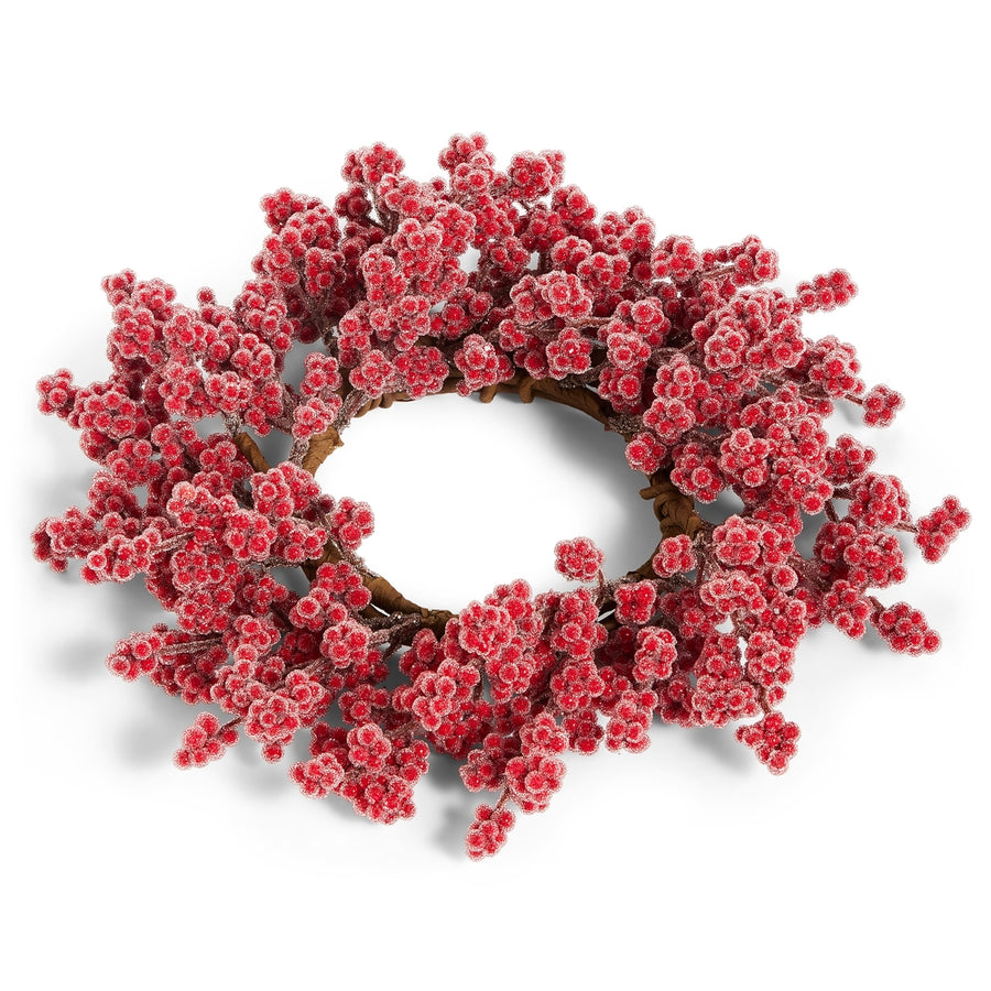4.25" Iced Red Berry Candle Ring