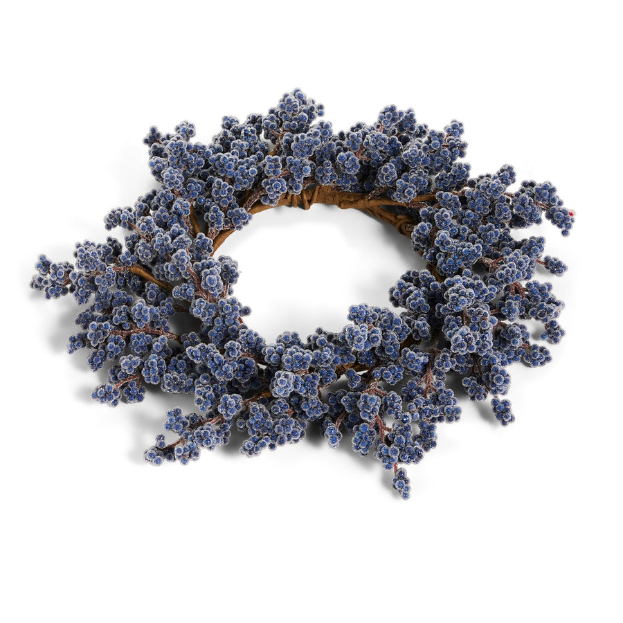 6.25" Iced Blue Berry Mini Wreath Candle Ring