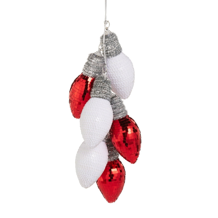 12" Sequins Light Bulb Cluster Ornament