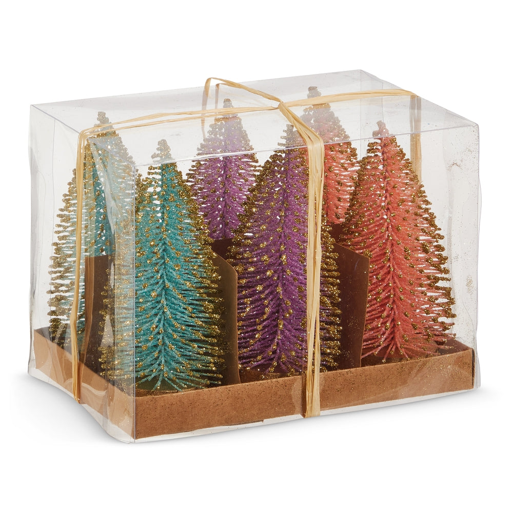 5.5" Box of Multicolor Bottle Brush Trees