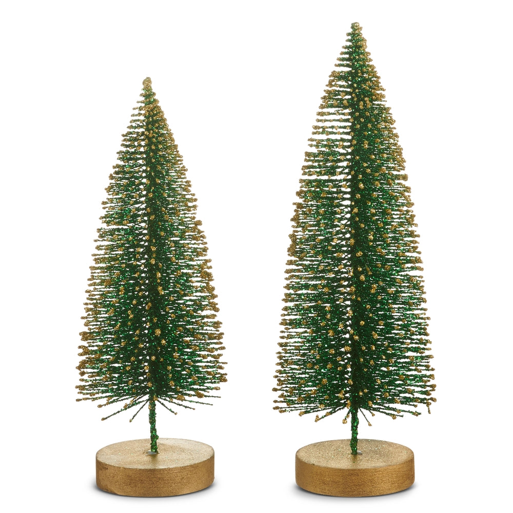 12" Green Bottle Brush Trees