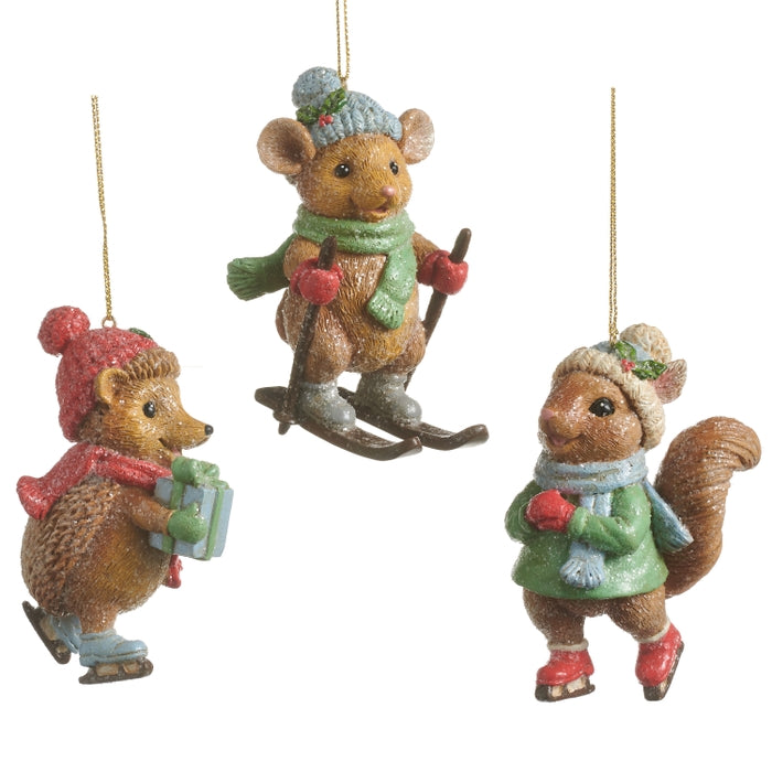 3.75" Skiing Critters Ornament