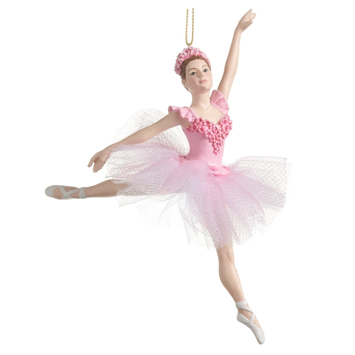 Dancing Pink Ballerina Ornament 5.25 Inch Polyresin