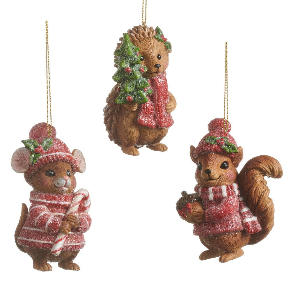 3.5" Cozy Critter Christmas Ornament