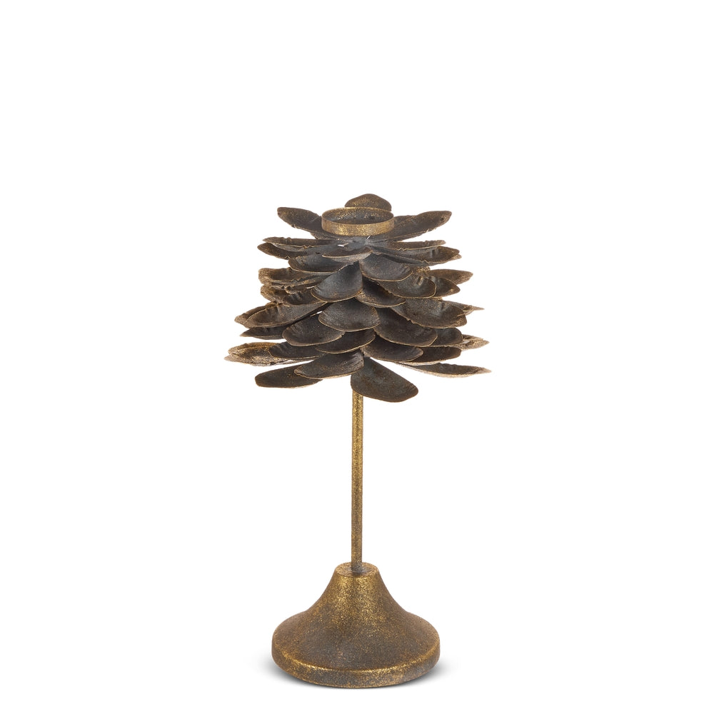 17" Antique Pinecone Candle Holder