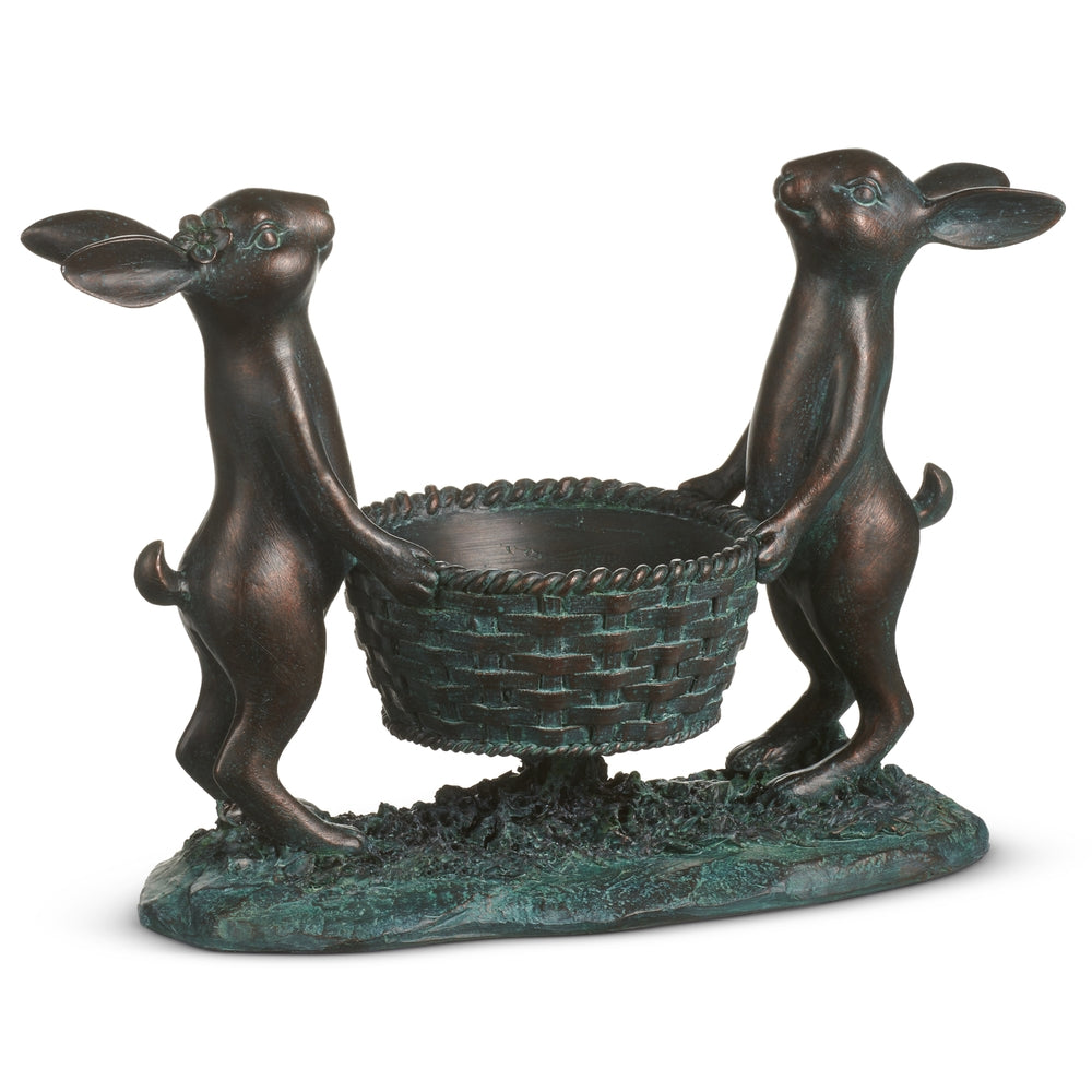13.5" Antiqued Bunny with Basket