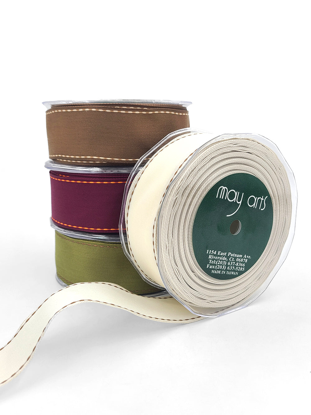 1.5 Inch Solid Ribbon with Wired Stitched Edge