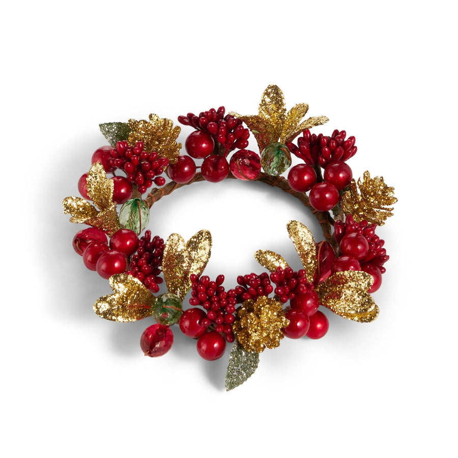 6" Red and Gold Candle Ring