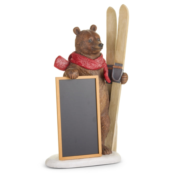25.75" Skiing Bear with Sign