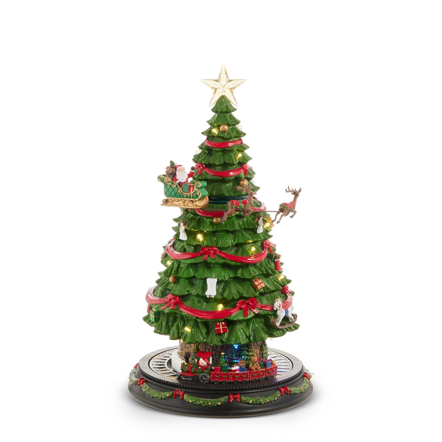 19" Lighted Animated Santa Sleigh on Christmas Tree