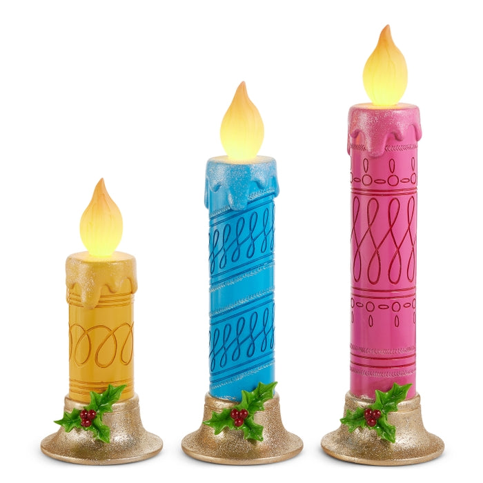 Battery Operated Candle Set of 3 Multicolor 18.5 Inch
