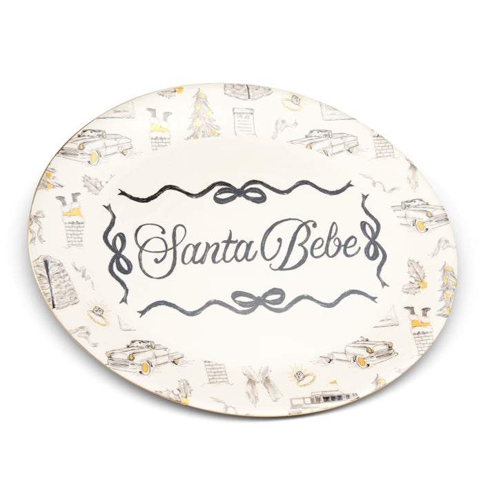 16" Santa Bebe Toile Oval Platter