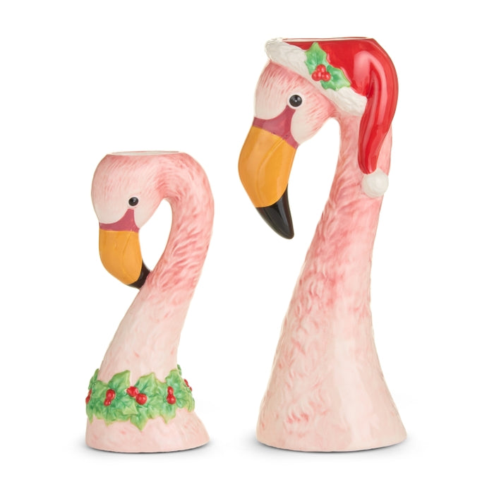 13.5" Christmas Flamingo Vase