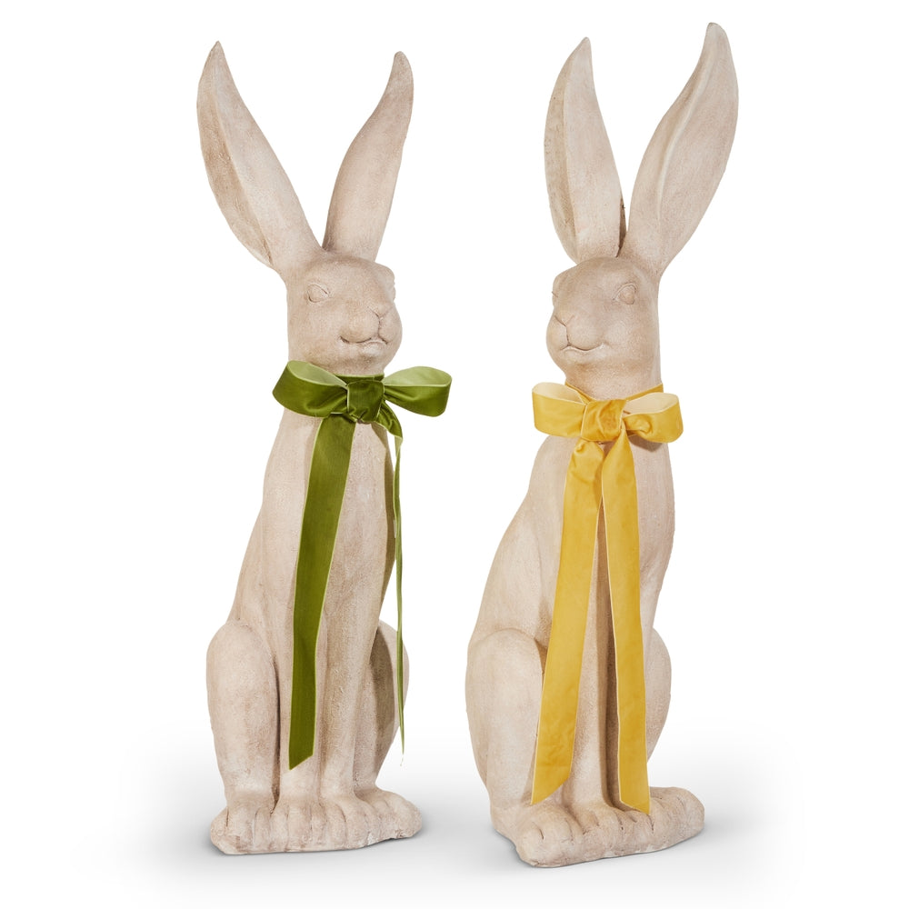 31.5" Concrete Look Rabbit with Bow